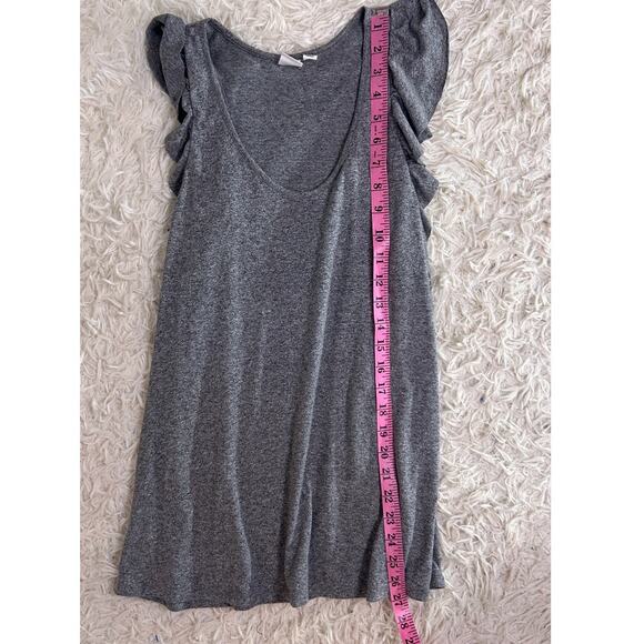 Gap Women's Sz M Tall Heather Gray Ruffle Trim Lightweight Racerback Tank #0483 - Picture 8 of 9